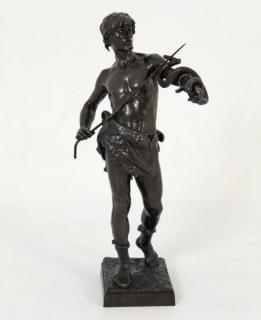 Appraisal: EUG MARIOTOR BRONZE SCULPTURE FASCINATOR BRONZE SCULPTURE OF A MAN