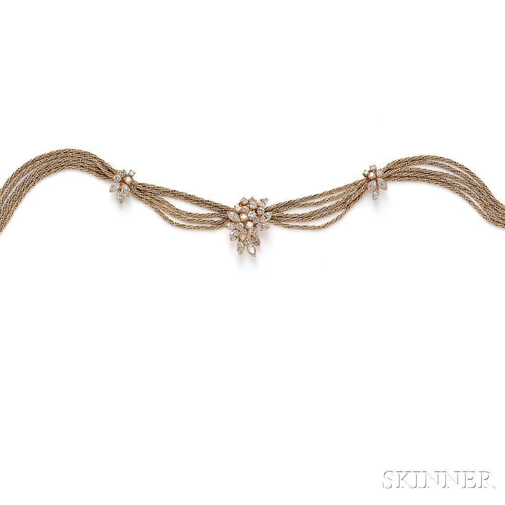 Appraisal: kt Gold and Diamond Necklace Grosse Germany the marquise- and