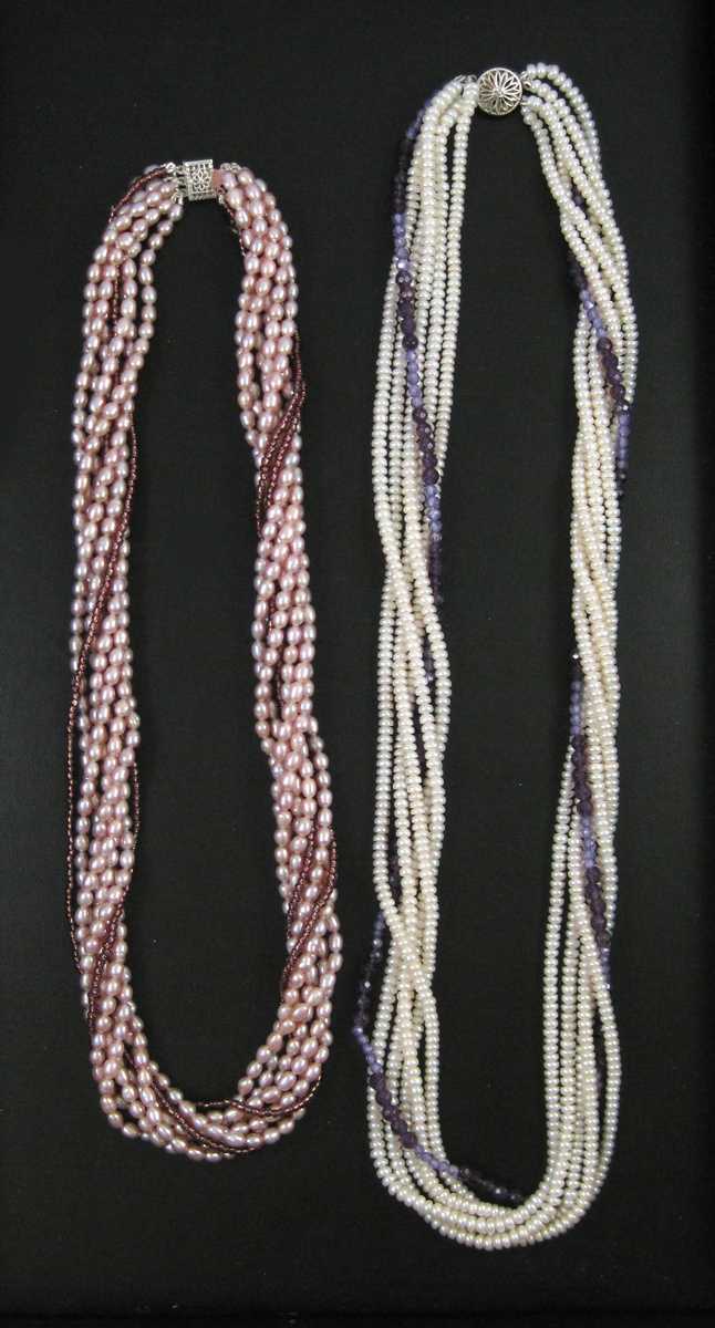 Appraisal: TWO MULTI STRAND TWISTED PEARL NECKLACES including a - inch