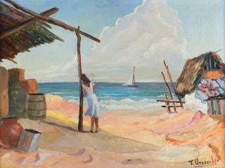 Appraisal: TRINO OROZCO th century Woman on Beach Oil on canvas