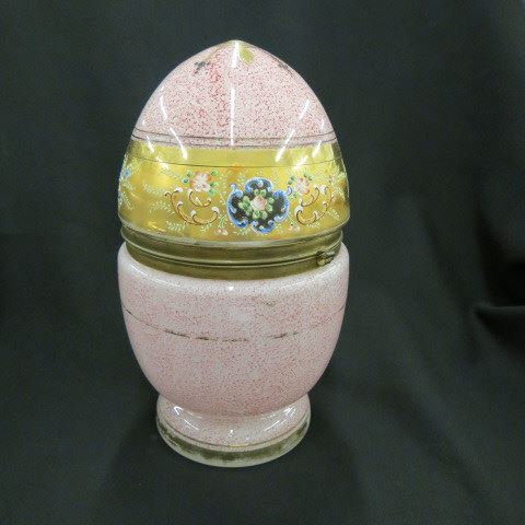 Appraisal: Victorian Art Glass Egg Dresser Box cranberry and white with