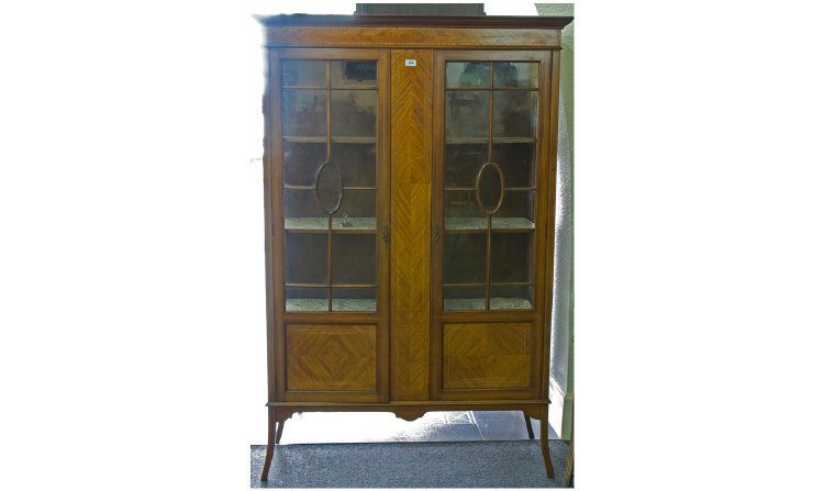 Appraisal: Edwardian Inlaid Display Cabinet Glazed Doors And Side Panels Enclosing