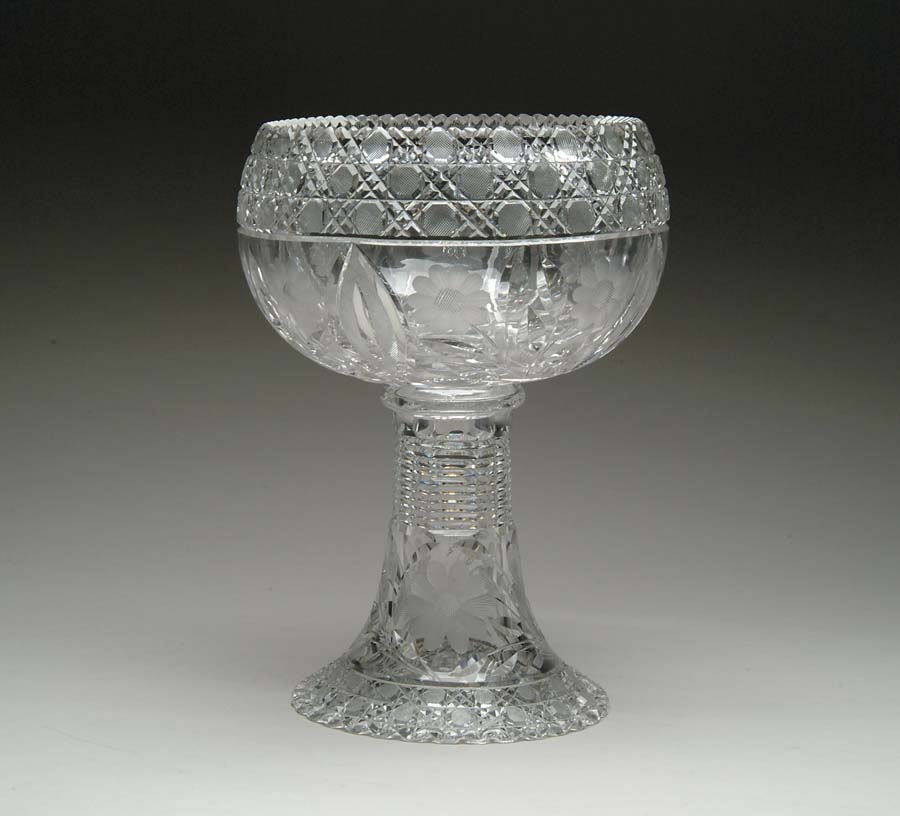 Appraisal: TWO PIECE CUT GLASS PUNCHBOWL Two piece punchbowl is cut