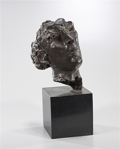 Appraisal: Bronze head possibly by Hans Georg Damm German b signed