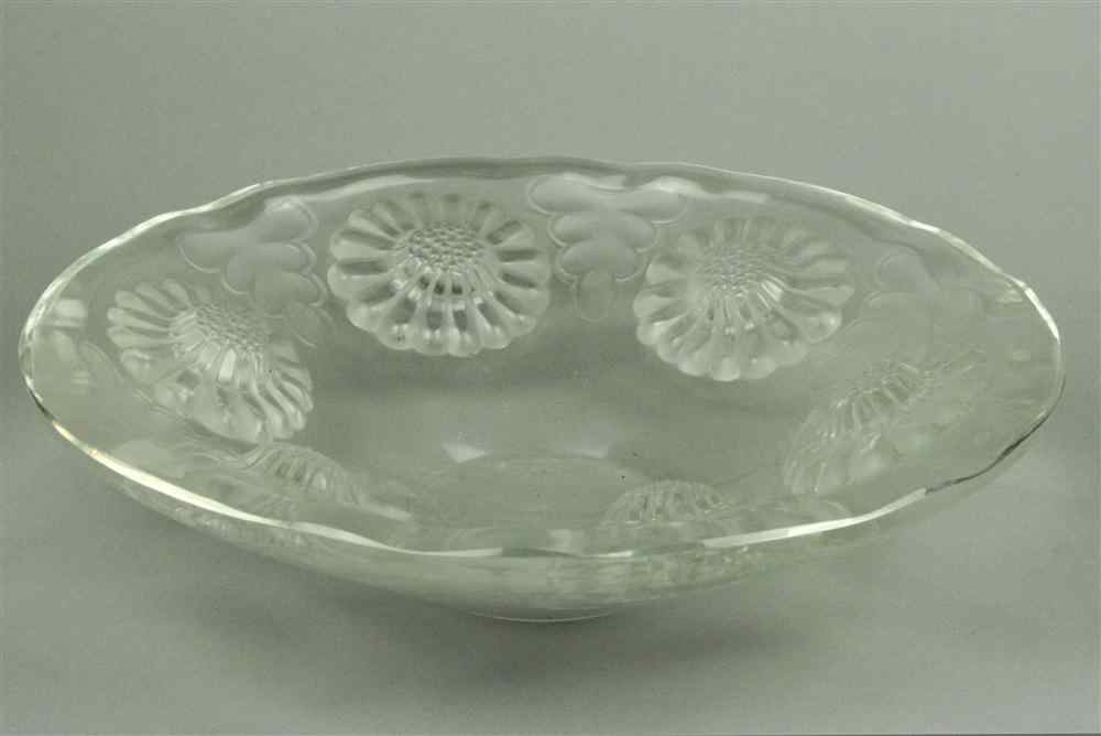 Appraisal: LALIQUE FLARED BOWL WITH ZINNIA DESIGN of circular form with