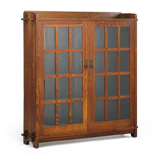 Appraisal: L J G STICKLEY Double-door bookcase L J G STICKLEY