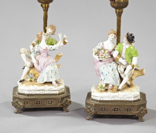 Appraisal: Pair of Dresden Porcelain Galants Groups first quarter th century