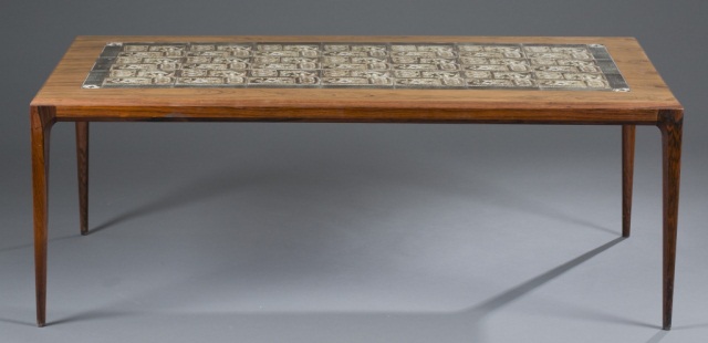 Appraisal: C F Christen Tiled Sofa Table Inlaid Baca tiles Rio