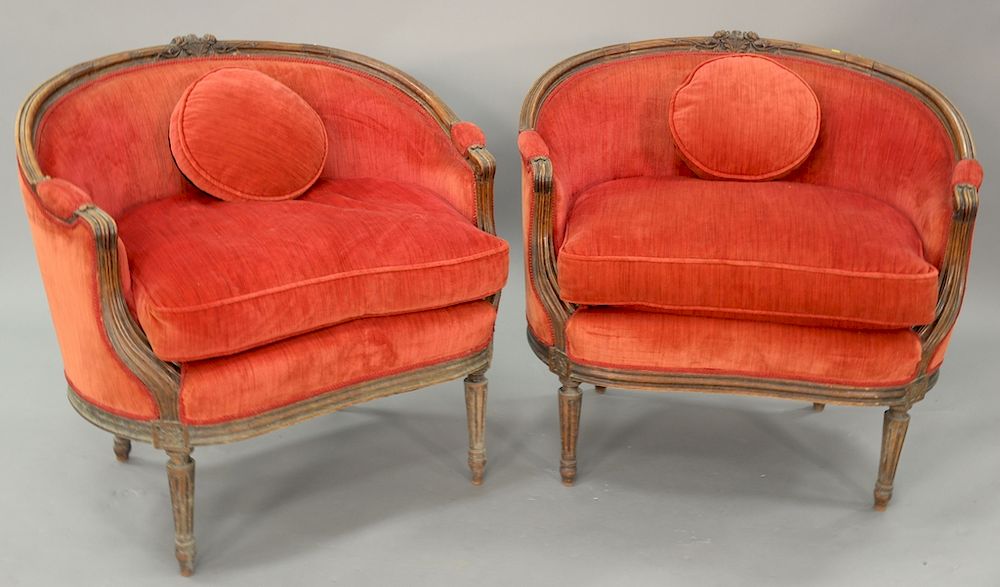 Appraisal: Pair of Louis XVI style bergeres Pair of Louis XVI