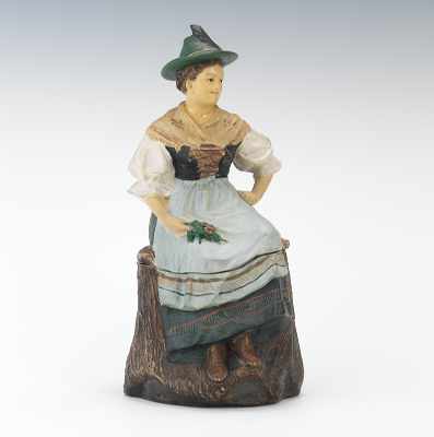 Appraisal: Johann Maresch Figural Tobacco Jar Country Woman Pottery figural tobacco