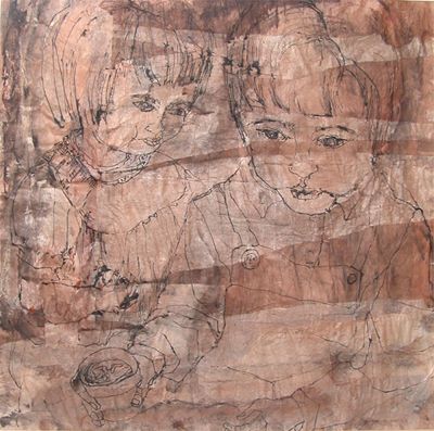 Appraisal: Two Children Hugging Artist Groer Dona American th Century a