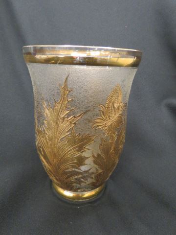 Appraisal: Moser Cameo Art Glass Vase gold floral and leaf on