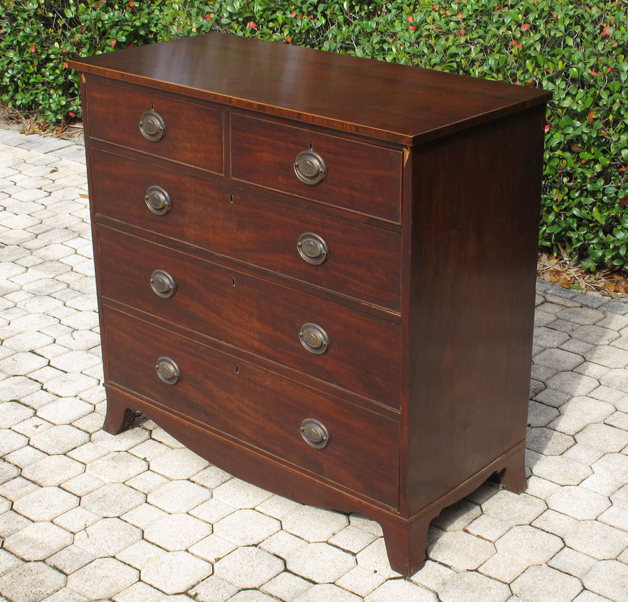 Appraisal: EARLY TH CENTURY HEPPLEWHITE CHEST Mahogany with string inlay accents