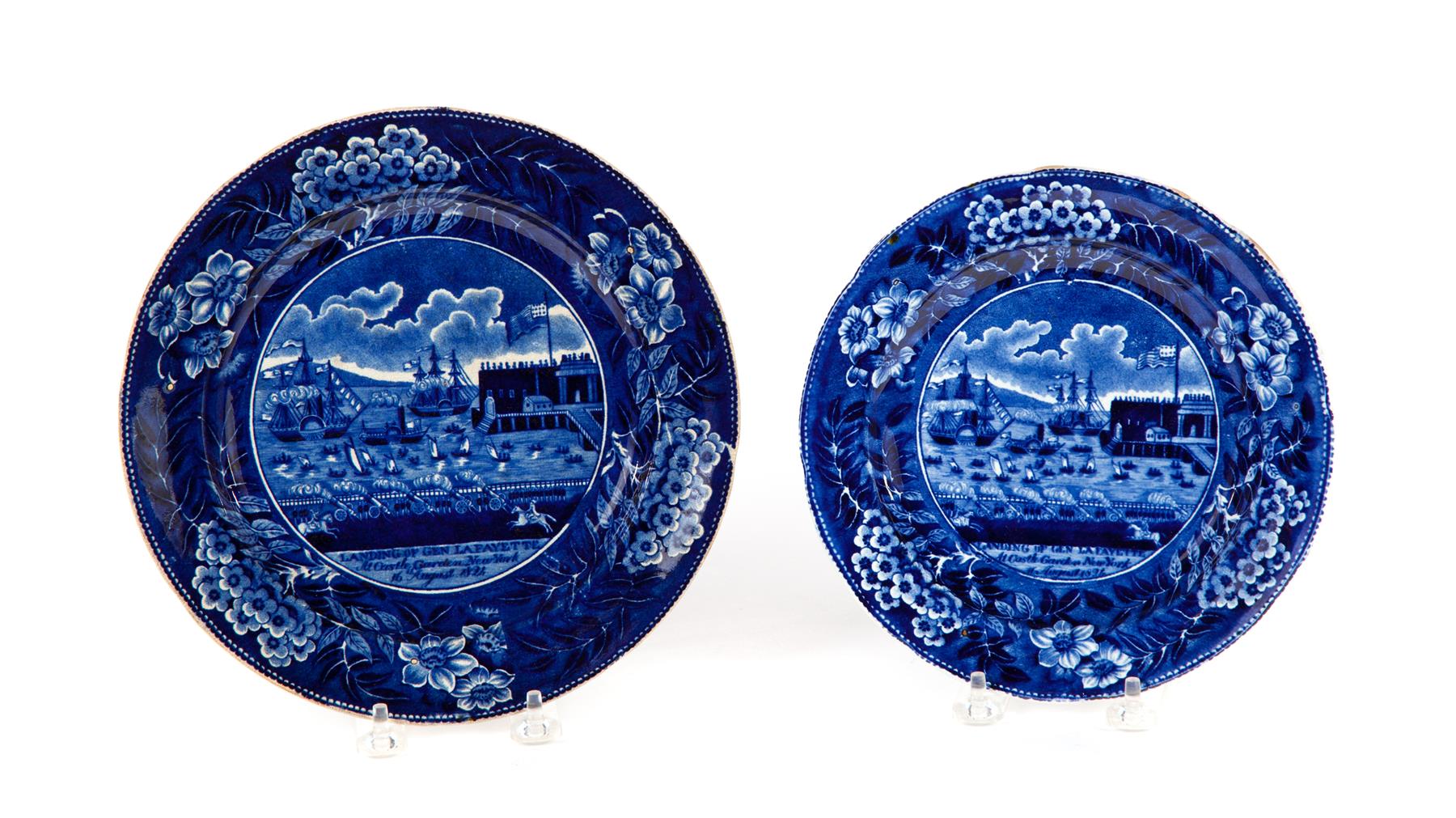 Appraisal: TWO HISTORICAL BLUE STAFFORDSHIRE PLATES England nd quarter- th century