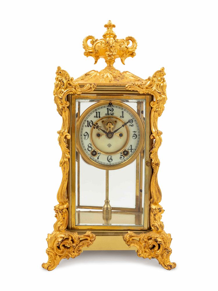 Appraisal: An Ansonia Viscount Gilt Metal Crystal Regulator Clock An Ansonia