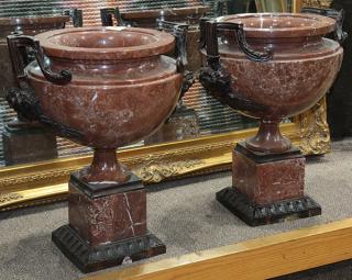 Appraisal: Pair of Continental style marble urns Pair of Continental style