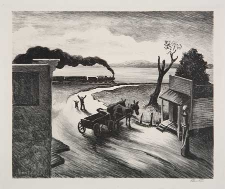 Appraisal: THOMAS HART BENTON Edge of Town Lithograph x mm x