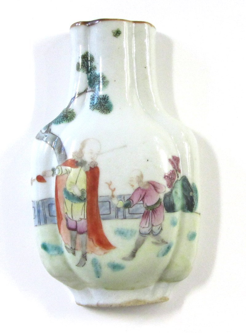 Appraisal: A Chinese famille-rose half vase wall pocket late th century