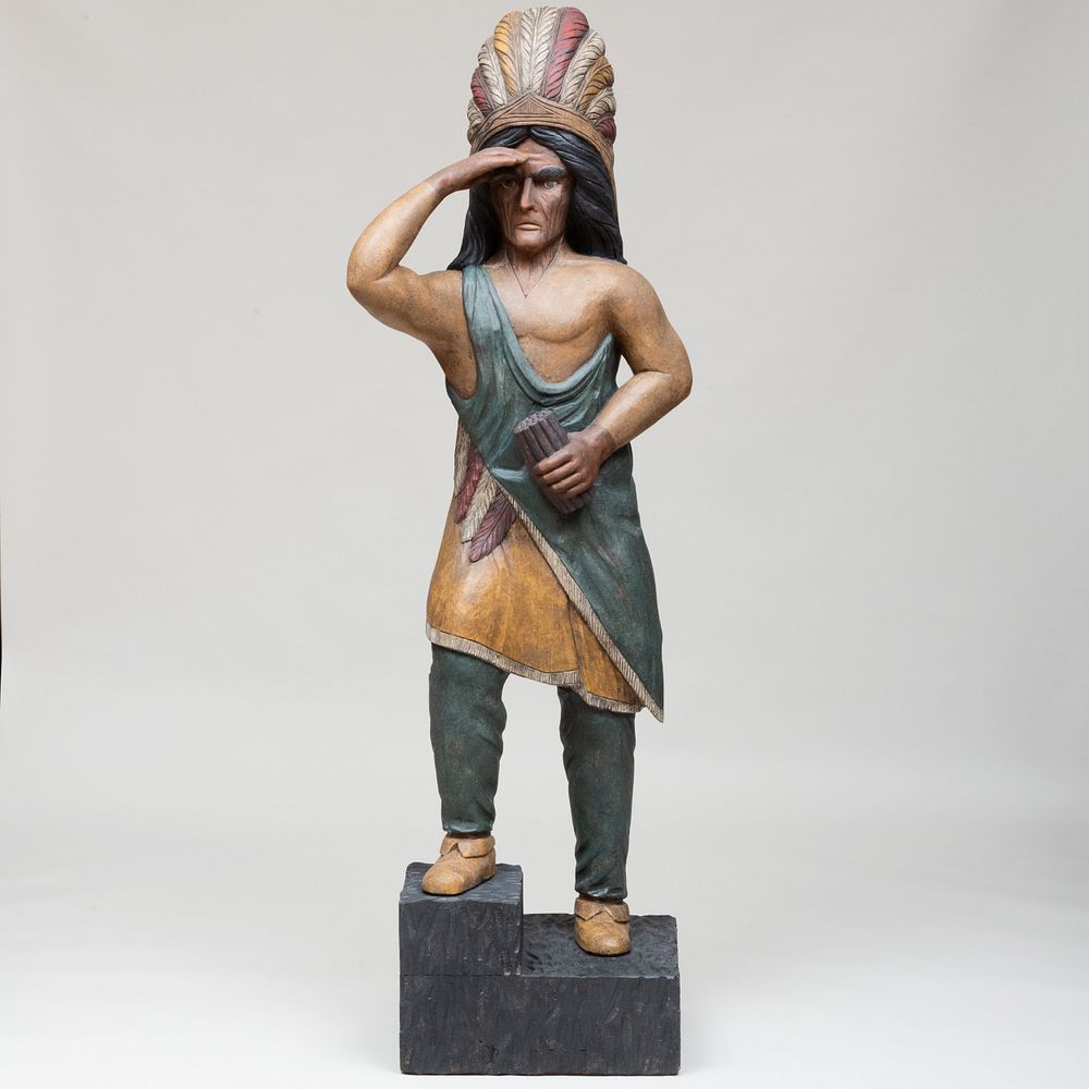 Appraisal: Painted Wood Model of a Native American Chief ft in