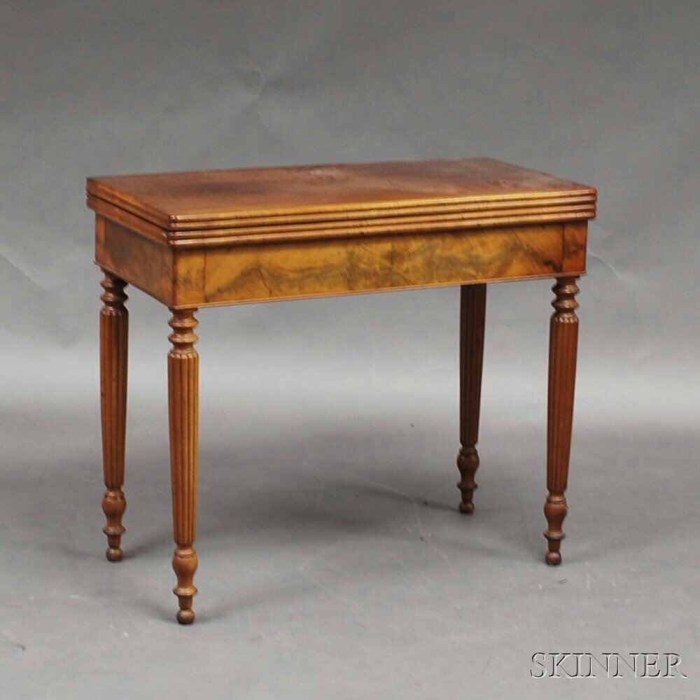 Appraisal: Continental Walnut Game Table Europe th century the double-arch molded