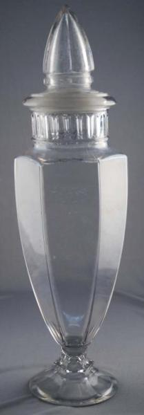 Appraisal: Glass Hexagonal Candy Jar Description Includes ground lid Minor cloudiness