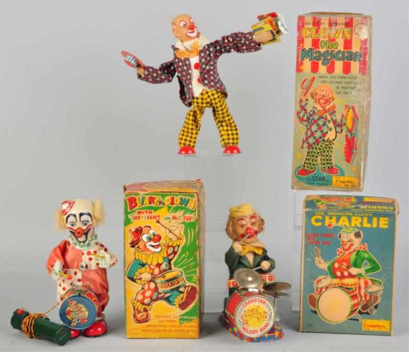 Appraisal: Lot of Clown Battery-Operated Toys Japanese Working Includes one magician