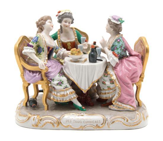 Appraisal: Continental Porcelain Figural Group La Gageure des Trois Commeres depicting