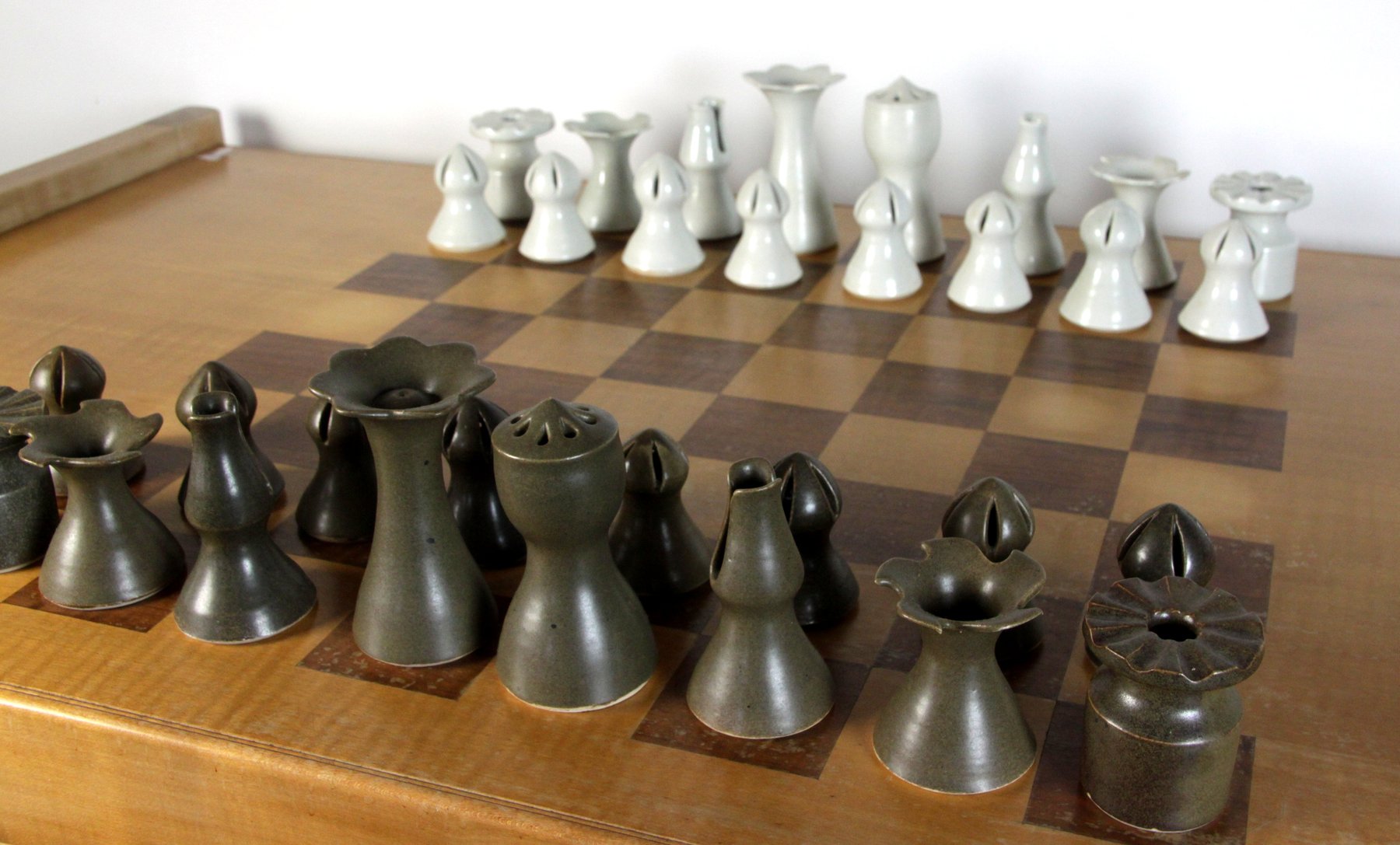 Appraisal: A studio pottery chess set by David Ballantyne together with