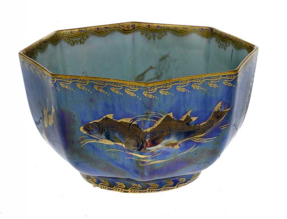 Appraisal: A WEDGWOOD FISH LUSTRE OCTAGON BOWL DESIGNED BY DAISY MAKEIG