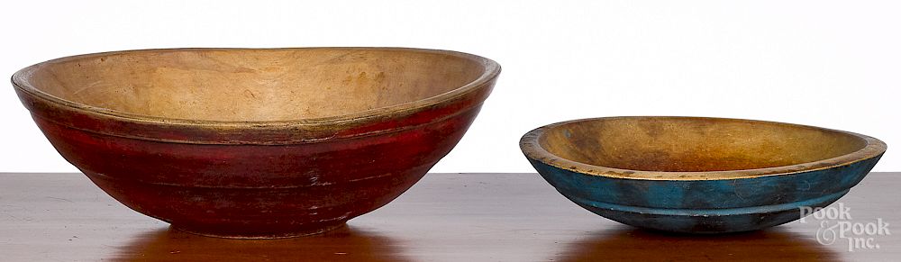 Appraisal: Two turned and painted wood bowls Two turned and painted