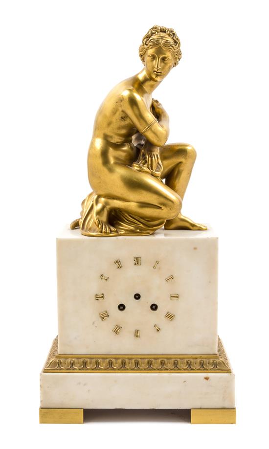 Appraisal: Sale Lot A French Gilt Bronze and Marble Figural Mantel