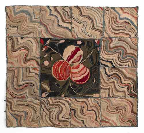 Appraisal: American hooked rug late th c with central fruit decoration