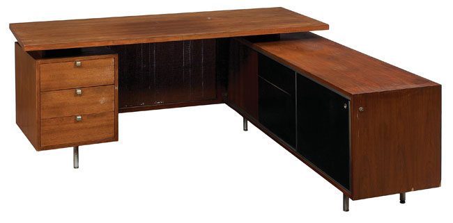 Appraisal: George Nelson Executive desk by Herman Miller walnut small cabinet