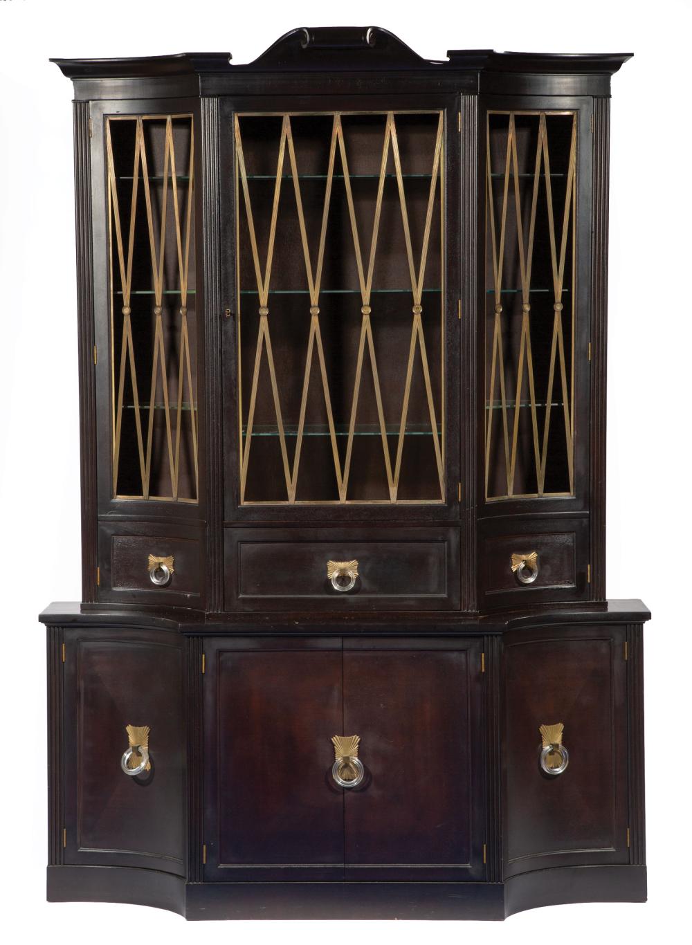 Appraisal: Hollywood Regency Ebonized Secretary Bookcase c Grosfeld House New York