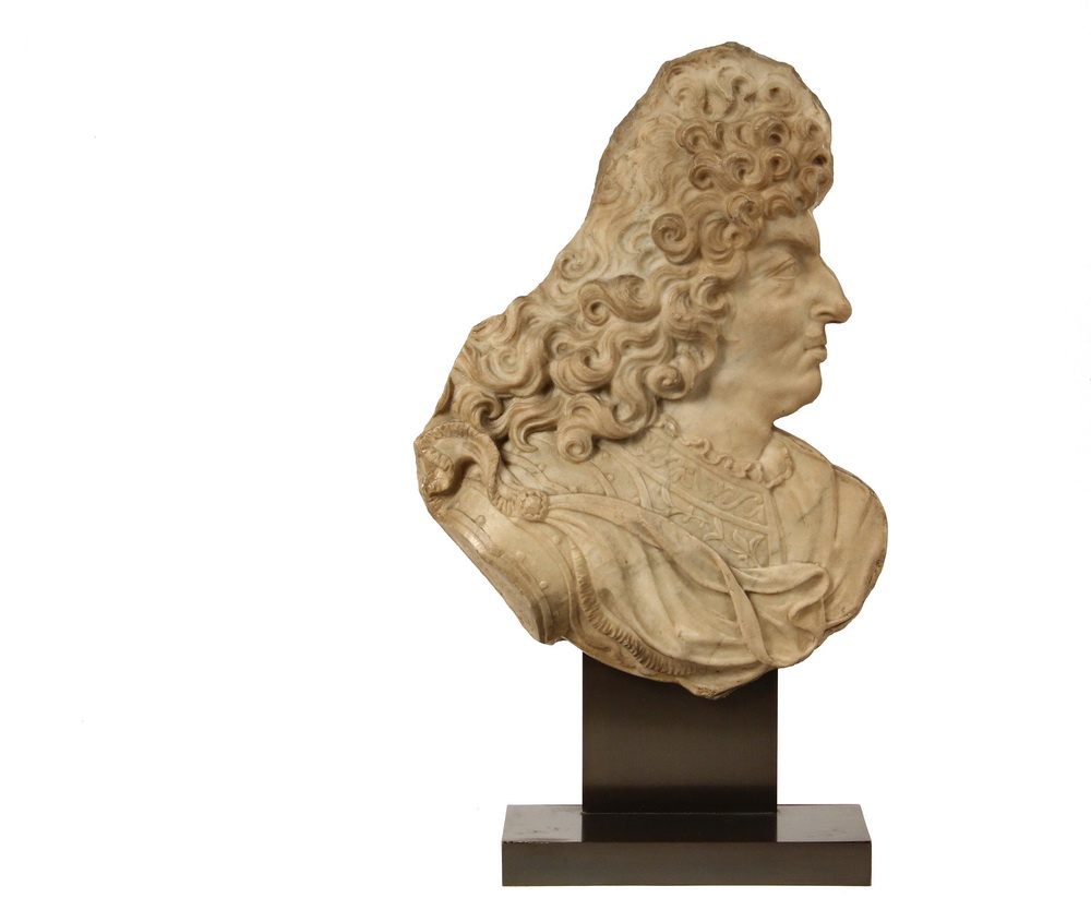 Appraisal: MARBLE RELIEF PORTRAIT - Profile of King Louis XIV of