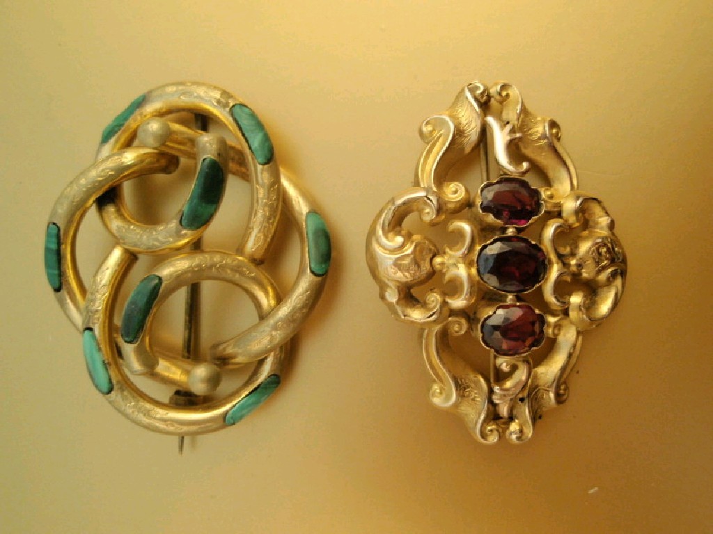 Appraisal: Two Victorian stone set Pinchbeck brooches