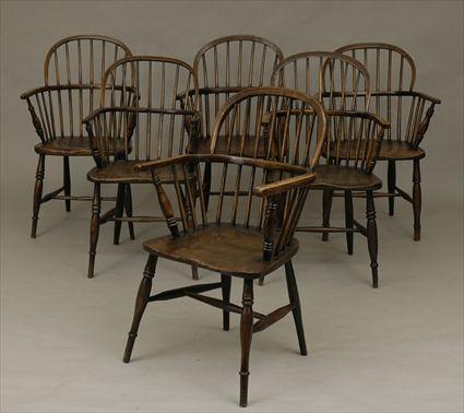 Appraisal: Set of Six Early th Century Windsor Chairs