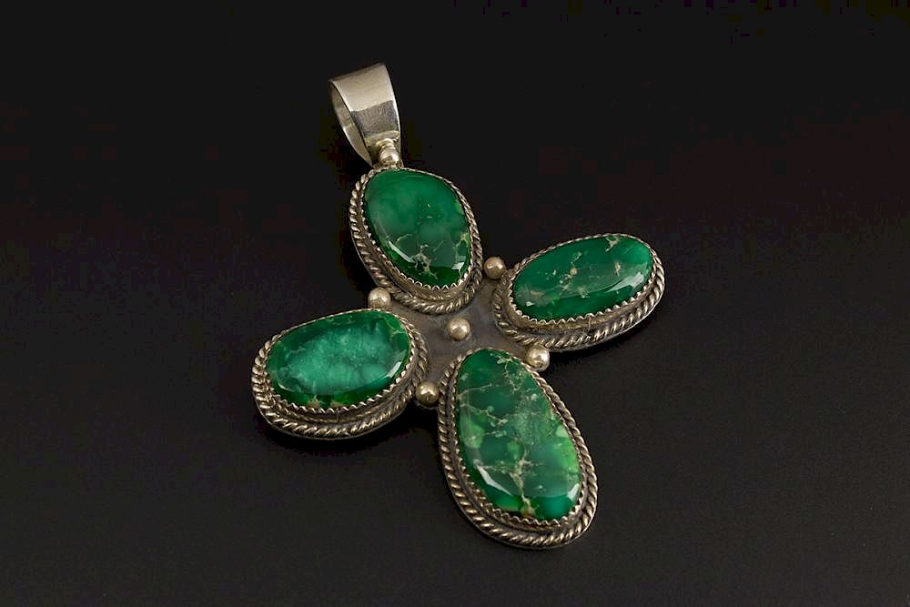 Appraisal: Broken Arrow Variscite Pendant Gorgeous Broken Arrow Variscite free form