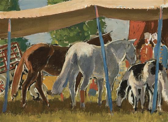 Appraisal: GIFFORD BEAL American - Horses and Tents oil on masonite