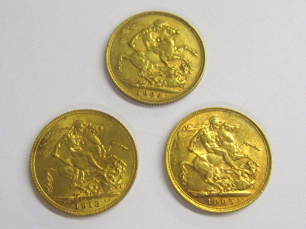 Appraisal: Two Edward VII head sovereigns dated and a George V