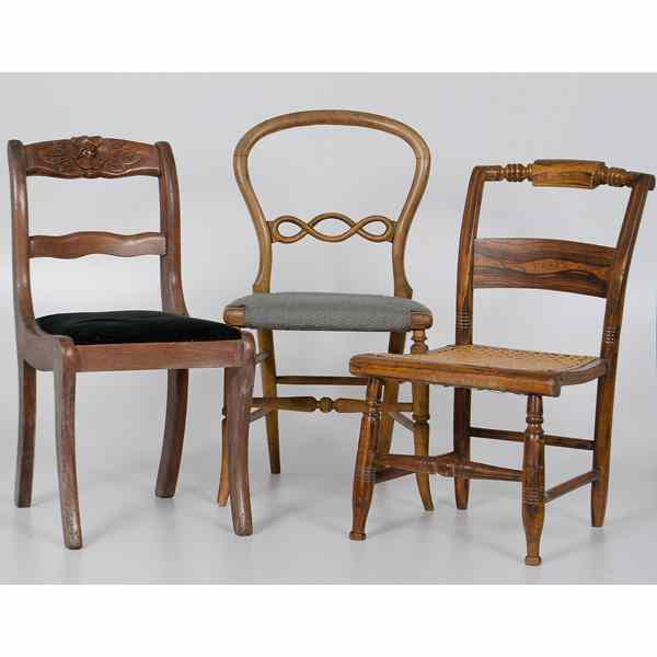 Appraisal: Child's Chairs American An assembled group of three child's chairs