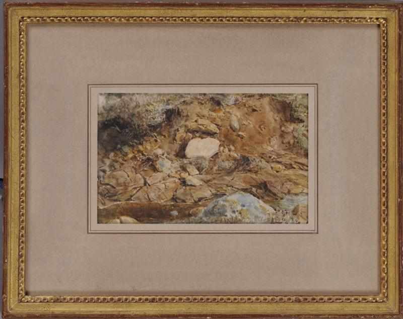 Appraisal: ATTRIBUTED TO EDWARD SWINBURNE ENGLISH - ROCKY CREEKSIDE Watercolor and