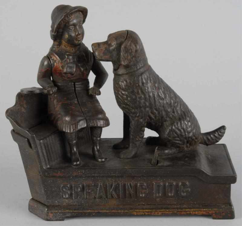 Appraisal: Speaking Dog Mechanical Bank Description Manufactured by Shepard Hardware Co