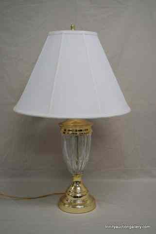 Appraisal: Lead Crystal Brass Table Lamp Beautiful lead crystal on brass