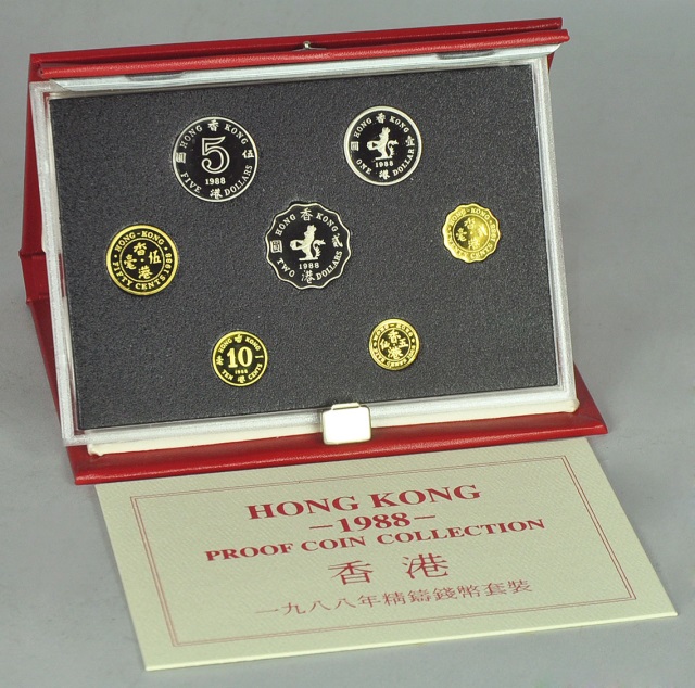 Appraisal: Hong Kong Proof Coin SetSeven coins Housed in red case