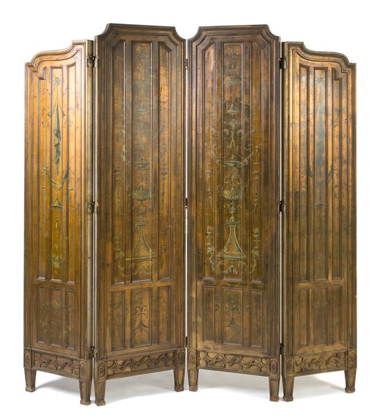 Appraisal: Sale Lot A Venetian Style Silvered Wood Four-Panel Floor Screen