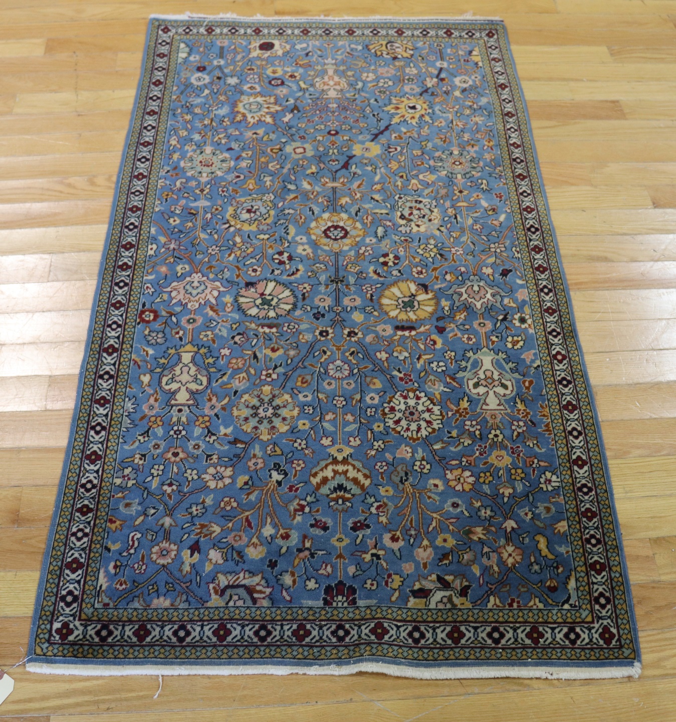 Appraisal: VINTAGE AND FINELY HAND WOVEN CARPET Nice overall blue and