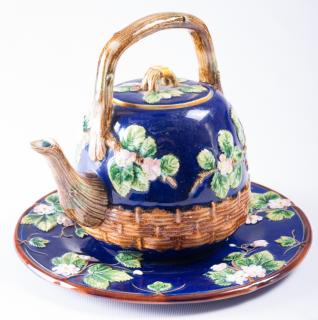 Appraisal: Cobalt Blossom by Mottahedeh Teapot Plate Cobalt Blossom by Mottahedeh