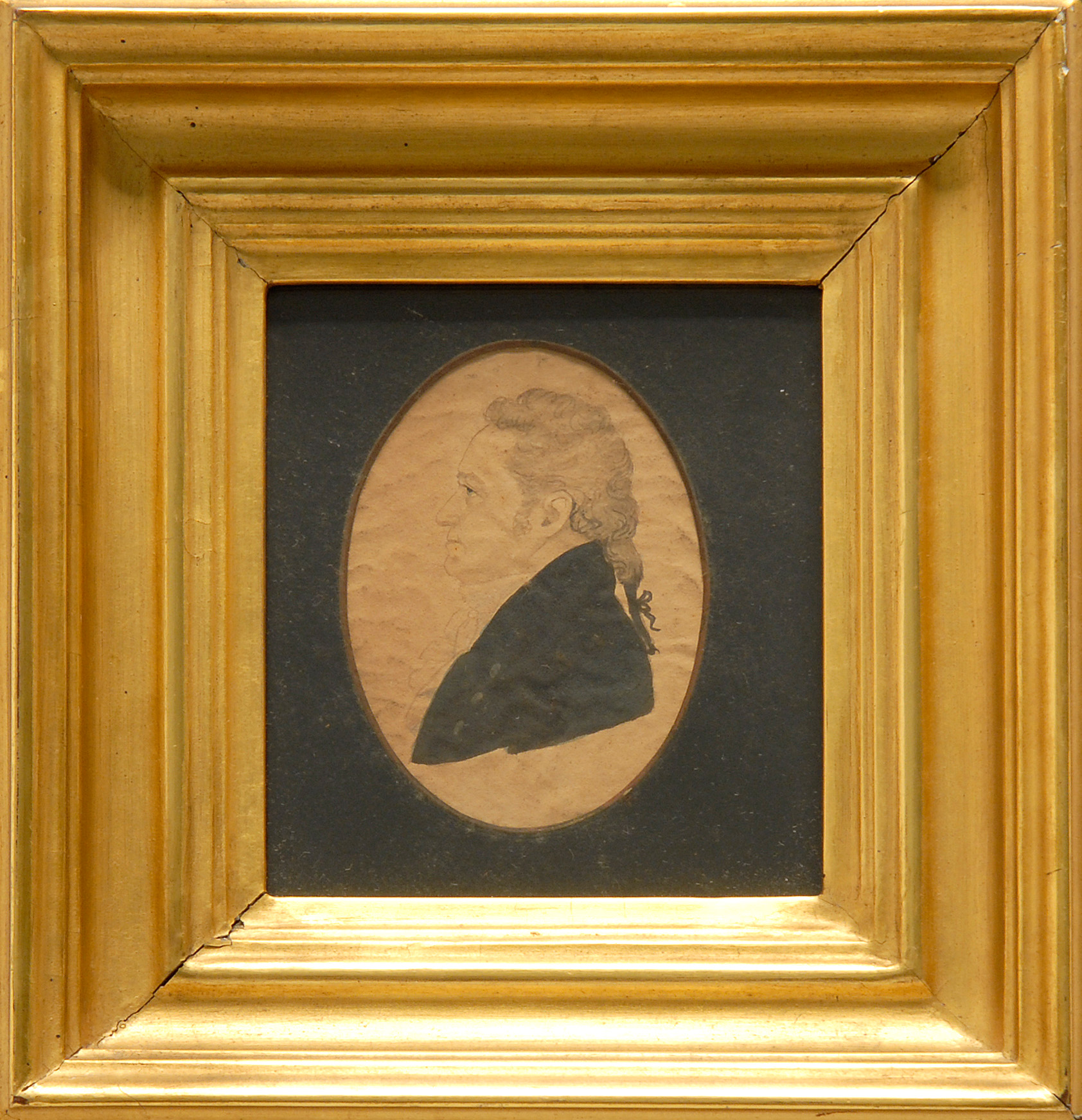 Appraisal: FRAMED BUST SILHOUETTE OF A GENTLEMAN With charcoal tracings Label