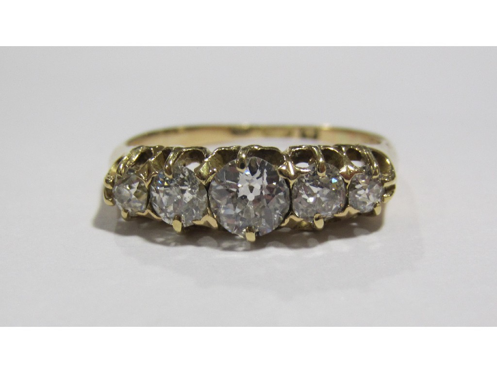 Appraisal: A Victorian ct gold diamond five stone ring with five